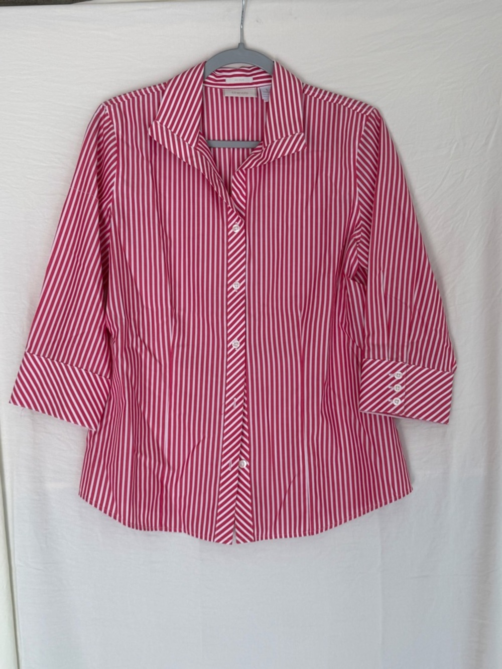 Chico's Pink & White Striped Button-Down Shirt